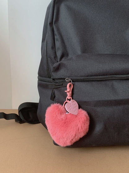 Heart Shape Fur Ball Keyrings