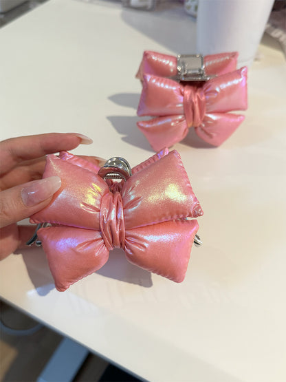 [Free Shipping] Shiny Pink Bow Hair clip