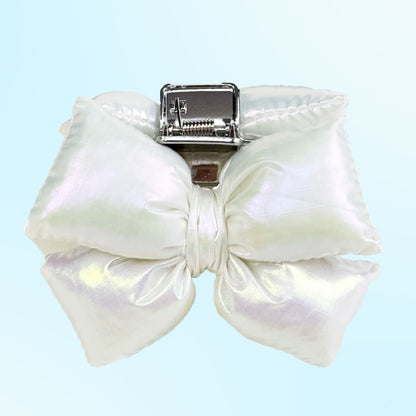 [Free Shipping] Shiny White Bow Hair Clip