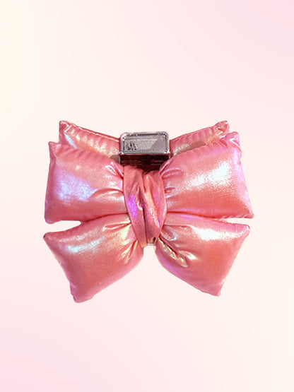 [Free Shipping] Shiny Pink Bow Hair clip